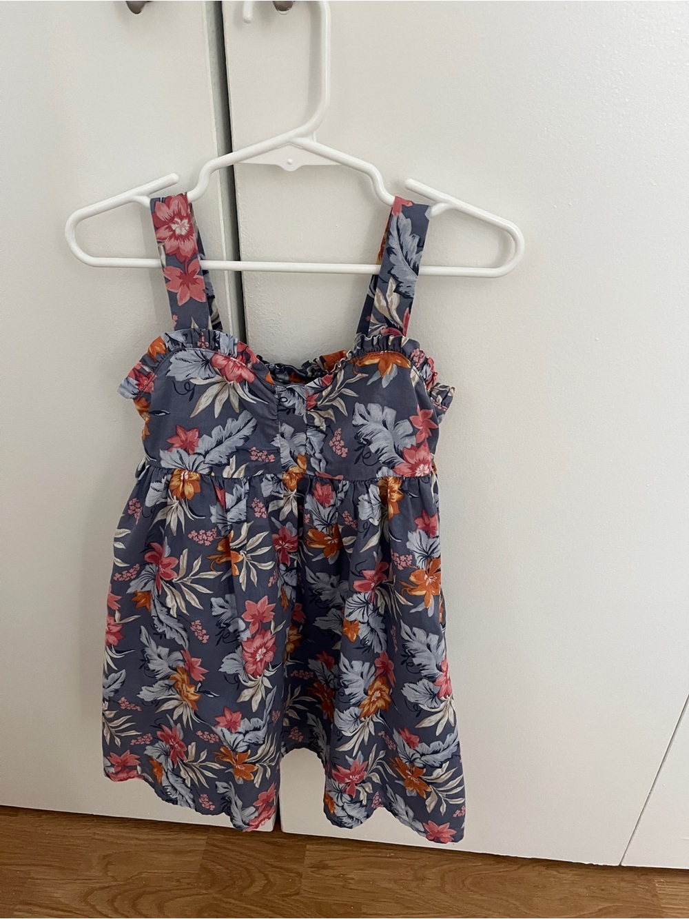 Girls' Floral Sundress - Blue with Pink & Orange Flowers